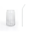Blank glass can with straw