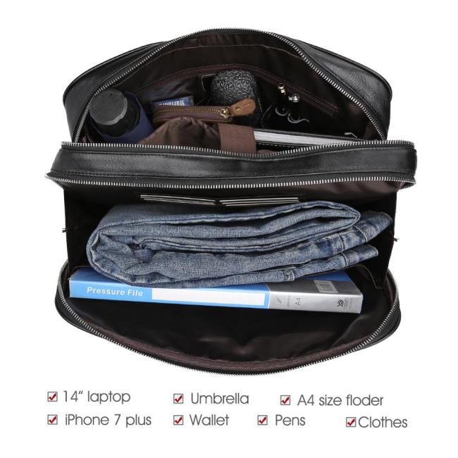 Classic Black Business Bag Leather Handbag Shoulder Bag Genuine Leather Briefcase Laptop Bag for Men