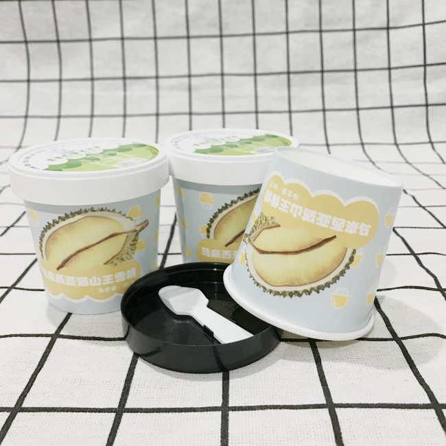 3oz  ice cream paper cup with paper lid and spoon