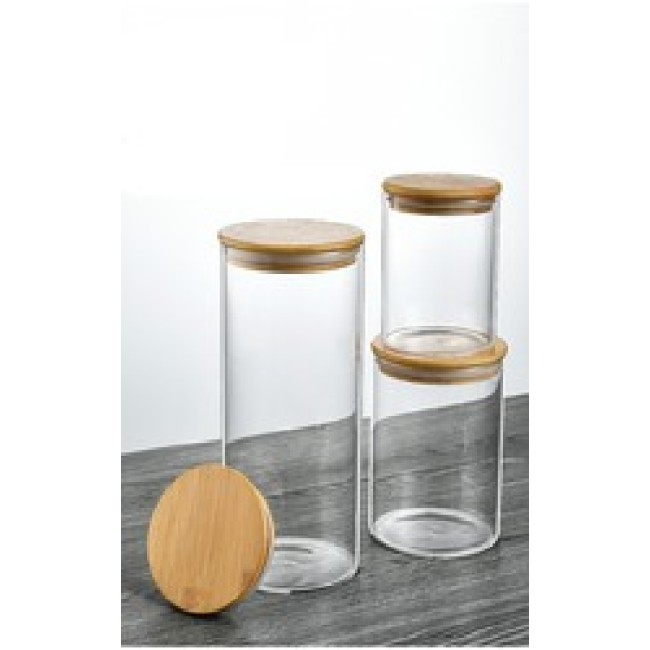 Kitchen Sealed Food Storage Sealed  Tank Wooden Cover Glass Storage Container