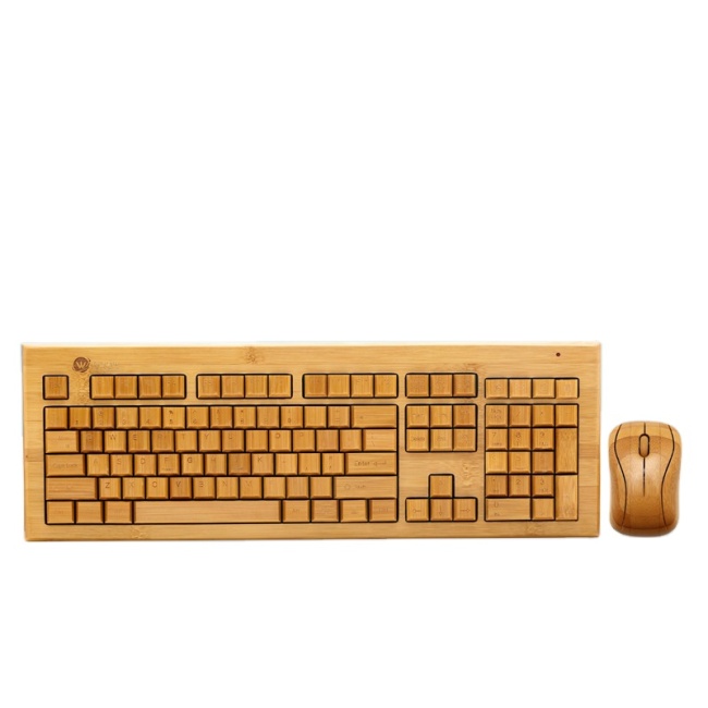 2.4Ghz Handcrafted Natural Bamboo Wooden Wireless USB Keyboard and Mouse Combo for Gift Set