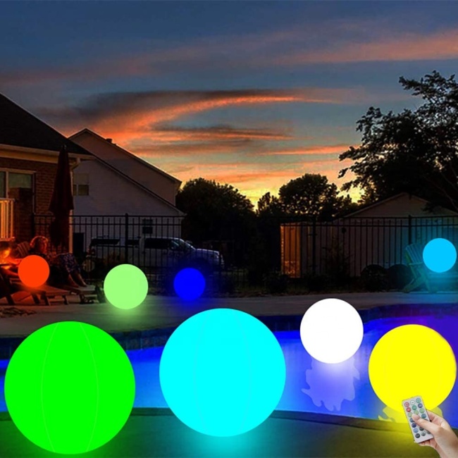 Pool Toys 40cm Light Up  Balls 12 Colors Garden Floating Luminous LED ball Beach Lights Remote Control LED Beach Ball