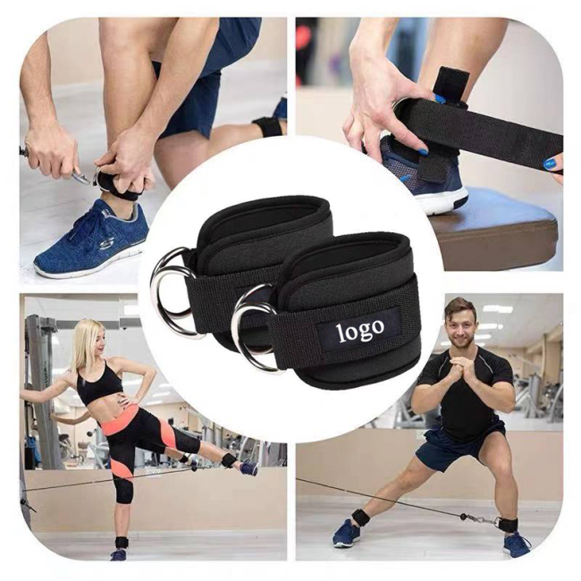 neoprene Padded Weight Lifting Ankle Cuffs D-ring Adjustable Ankle Straps Wrist Band for Gym Cable Machines Workout Fitness