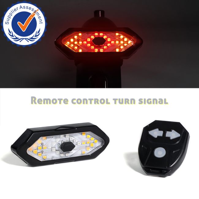 Rechargeable Bike Cycle Led Lights Set Remote Control for Bicycle Rear Tail Brake Light Accessories