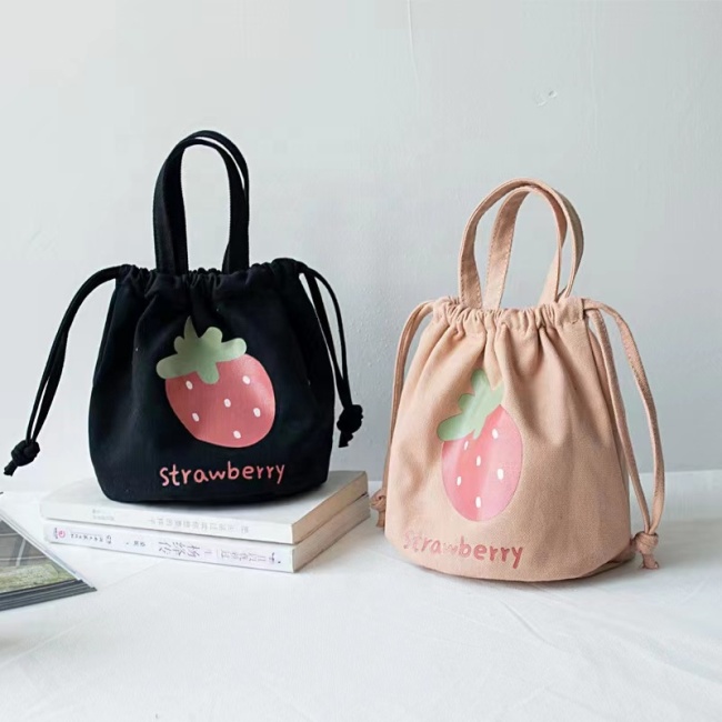 2022 Dazhan Custom Canvas Cotton Drawstring Fashion Women Girls Shopping dust pouch Sling Handle Bag Handbag  with Custom Logo