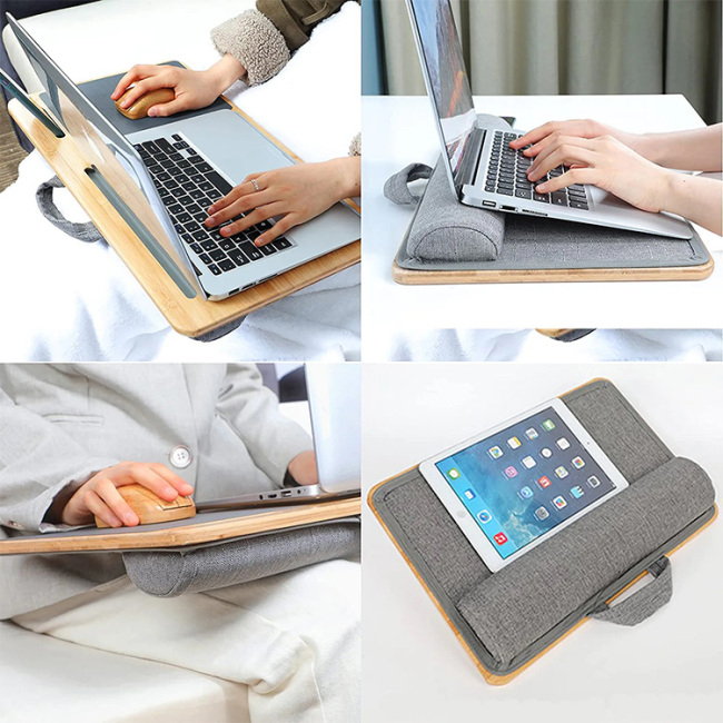 New Arrivals Computer Desks Portable Laptop Study Table Wood Lap Desk With Pillow Cushion