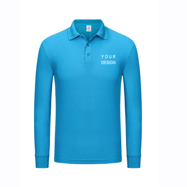 Wholesale Sublimation Tshirt Mens Women's Custom Logo Printing Embroidery Long Sleeve Plain Work Golf Polo Shirt