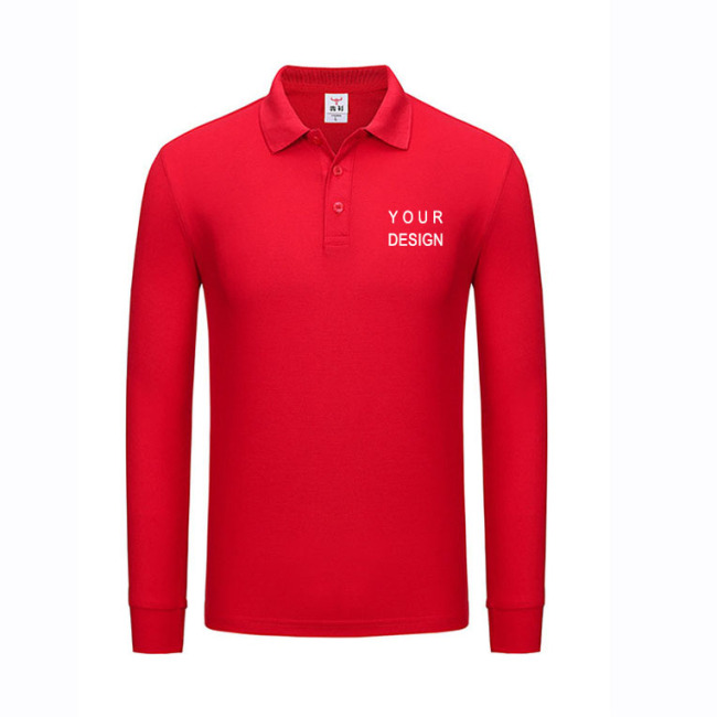 Wholesale Sublimation Tshirt Mens Women's Custom Logo Printing Embroidery Long Sleeve Plain Work Golf Polo Shirt