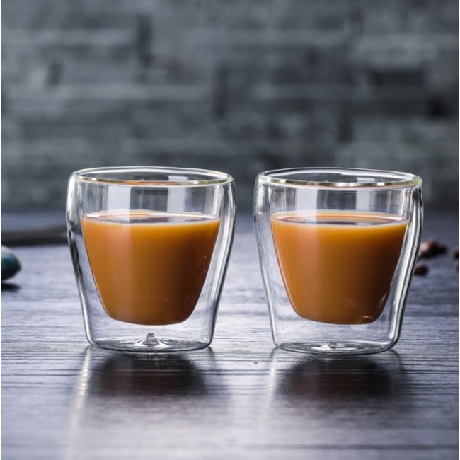 200ml Drinkware Set Double Walled Espresso Glass Cup Custom Logo Shot Glasses Coffee Mug