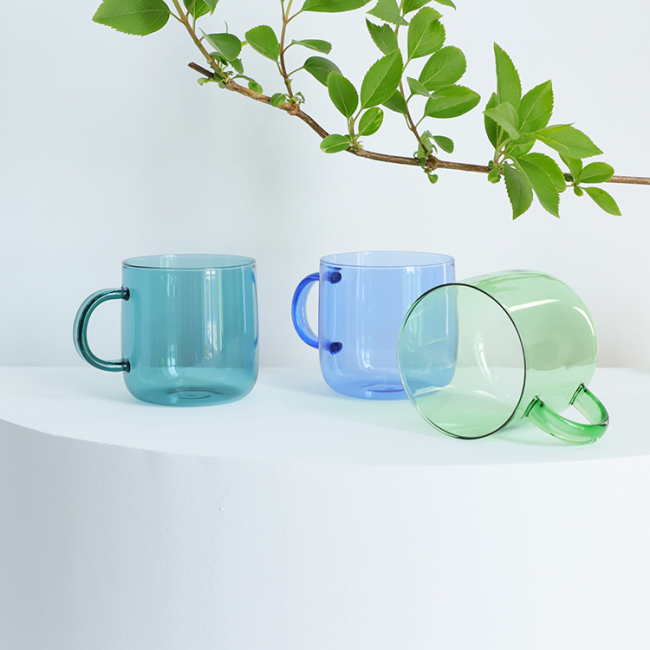 Wholesale cool color borosilicate glass drinking  mugs color glasses coffee tea water cup support customization drinkware mug