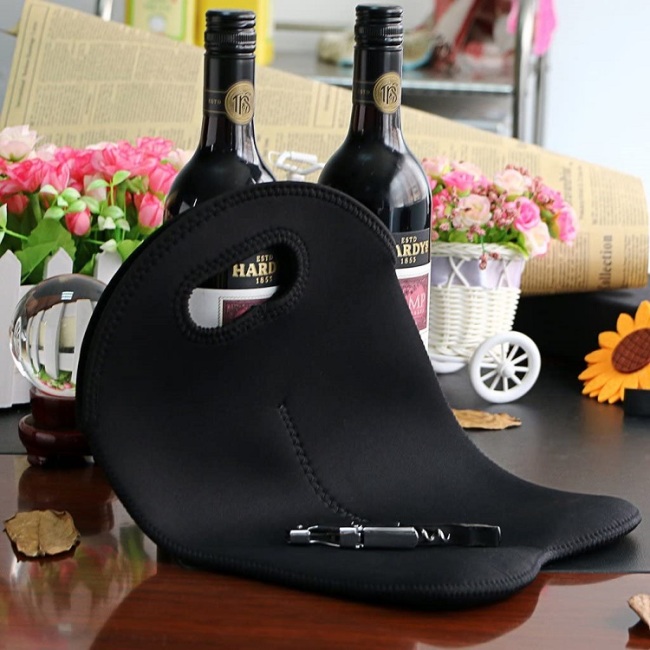 Wholesale Custom Insulated Wine Bottle Cooler Tote Carrier Bag Neoprene Wine Bottle Sleeve