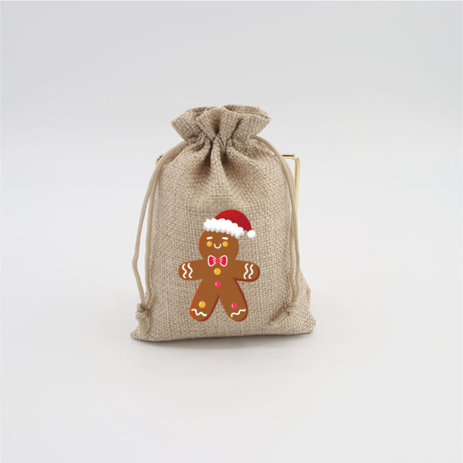 13x18cm Christmas Linen Bags With Drawstrings Jute Burlap Gift Bags  Candy Bags For Christmas Favors Party Decorations X2072