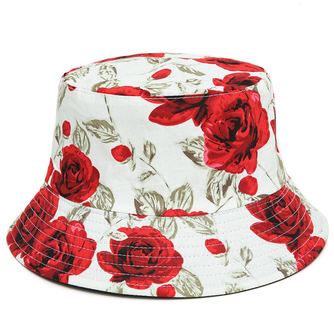Tropical Flower Hawaiian Pattern Bucket Fitted Beach Floral Bucket Hat , Floral Printing Bucket Hat Custom Printed Bucket Hats