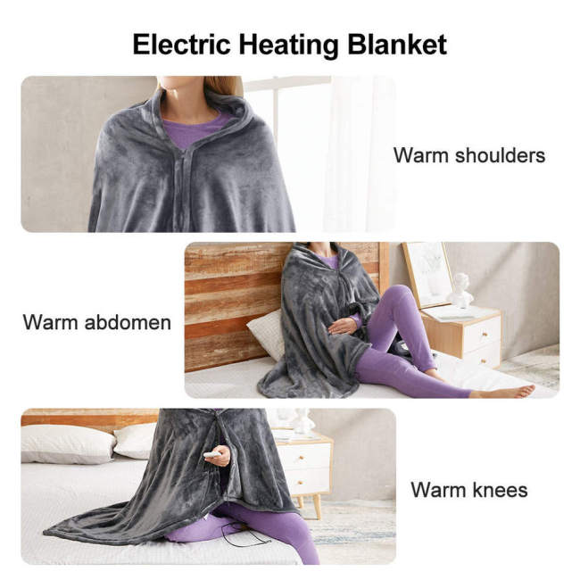 USB Heated Warm Shawl Electric Heating Plush Throw Blanket Cape Heating Blanket Coral Flannel