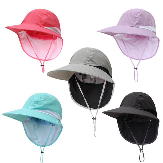Summer Women outdoor bucket hat with UV Protection function over Wide Brim Beach Fishing Hat with Neck Flap for men ladies