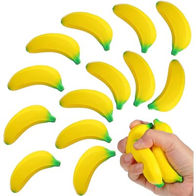 Custom Banana Stress Stretchy Bananas Stress Toys Banana PU Relief Stress Balls Tiny Party Supplies