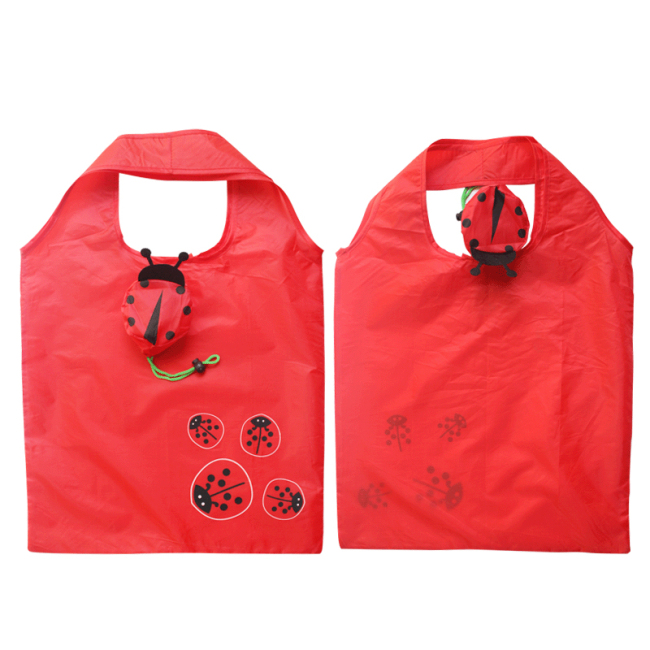 Custom Folding Reusable Grocery Bag Waterproof Animal Foldable Shopping Bag Cute Ladybug Tote Bag