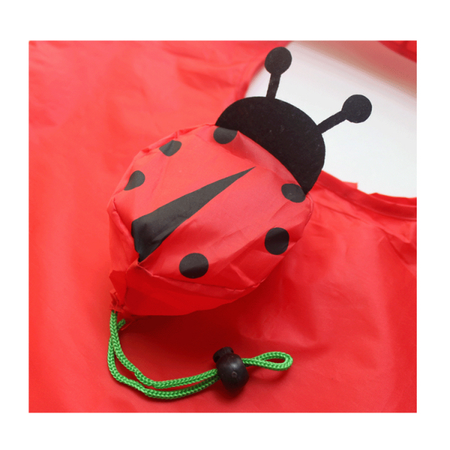 Custom Folding Reusable Grocery Bag Waterproof Animal Foldable Shopping Bag Cute Ladybug Tote Bag