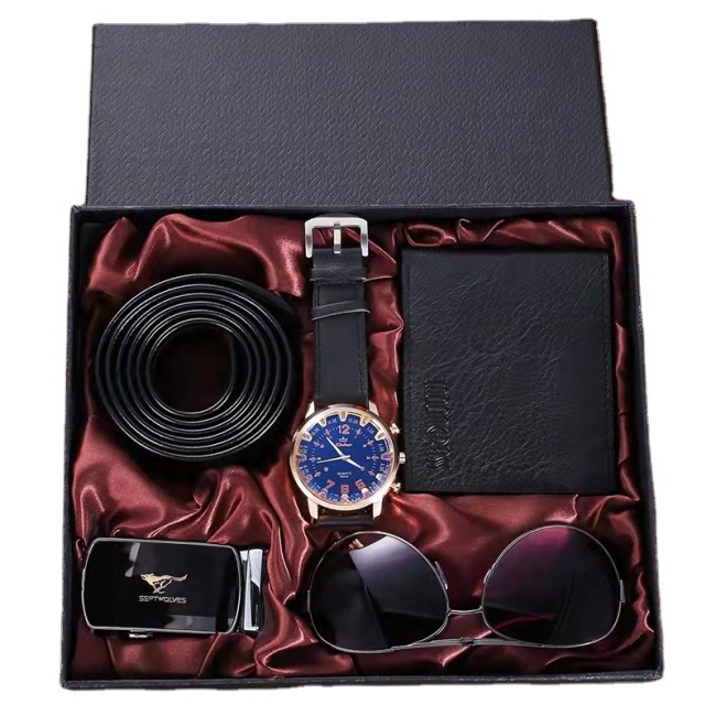 ODM Cadeaux Pour Homes Sun Glasses Luxury Business Gifts Black Belt Dompet Kart Office Business Valentine Father's Day Gift Set