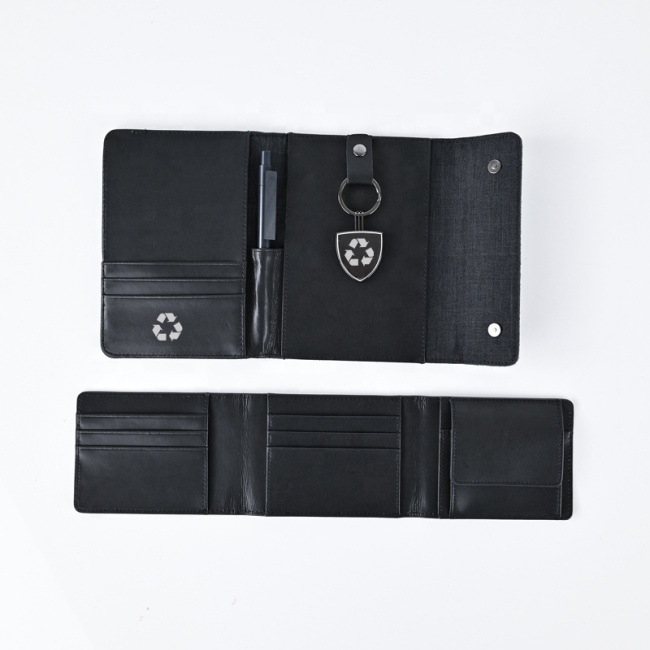 Recycled leather document folder portfolio notebook wallet passport holder gift sets