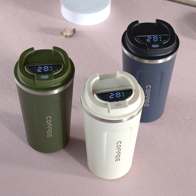 2022 New Double Wall Stainless Steel Vacuum Smart temperature  controlled Coffee Mug Cups with temperature display Led Lid