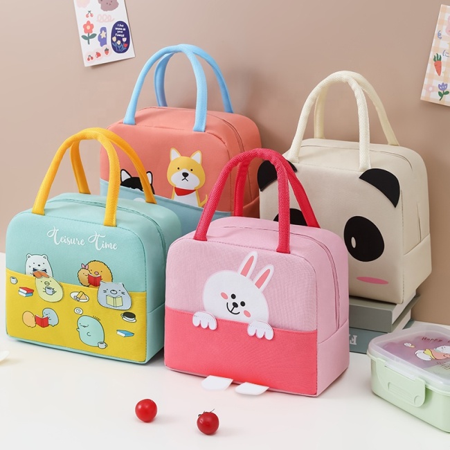 wholesale Keep warm and cold for 4 hours kids lunch bag freeze food print cute cartoons aluminium foil bag for cooler