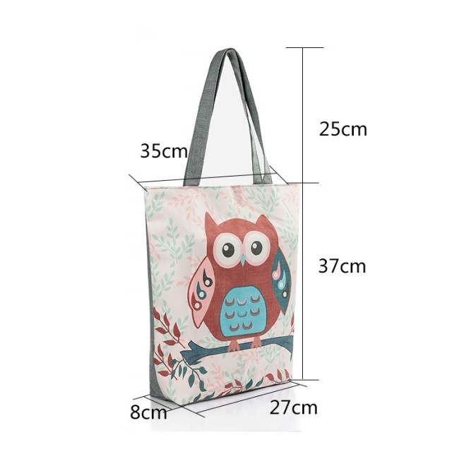 Floral And Owl Printed Women's Casual Tote Female Daily Use Female Shopping Bag Ladies Single Shoulder Handbag Simple Beach Bag