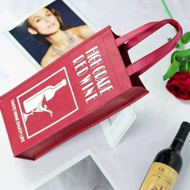 huahao custom fashion carry single 2 4 6 bottle tote wine non woven bag for wine with logo