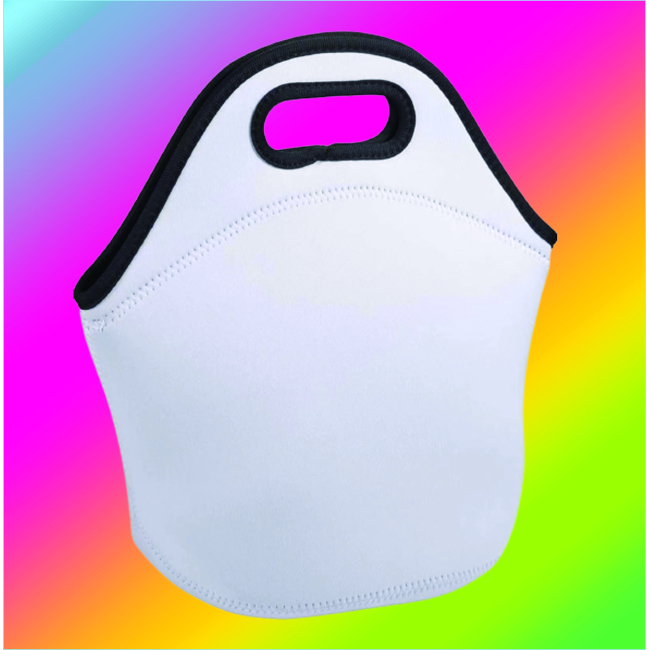Reusable blank sublimation single sided and double sided neoprene lunch tote bag