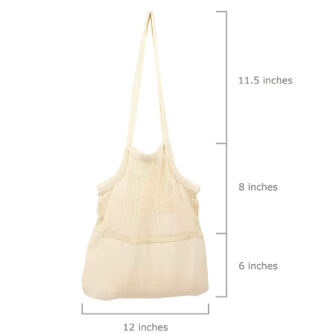 Hot Sale Custom Logo Durable Shopping Bags Eco-friendly Grocery Cotton Mesh Tote Bag