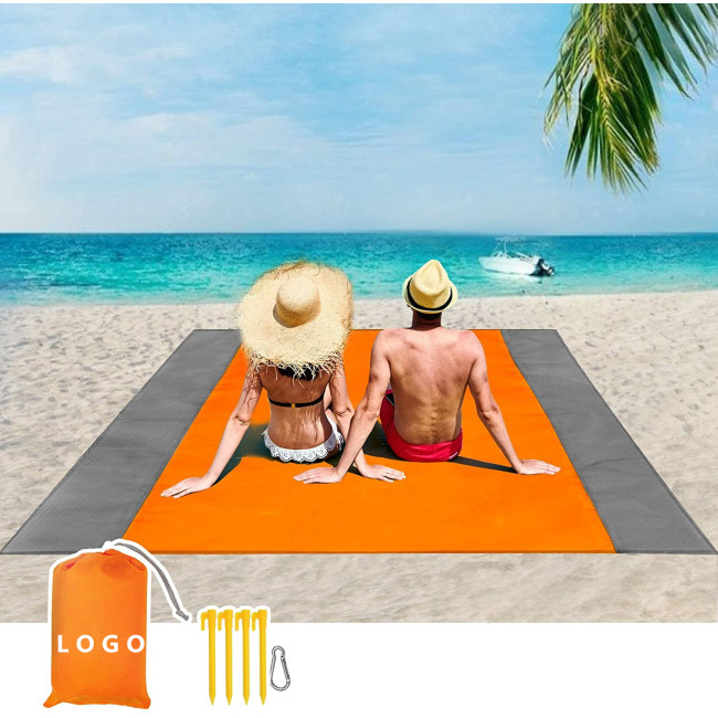 Portable Oversized Lightweight Waterproof Foldable Beach Mat Sand Proof Picnic Blanket for 4-7 Adults for Summer Camping Hiking