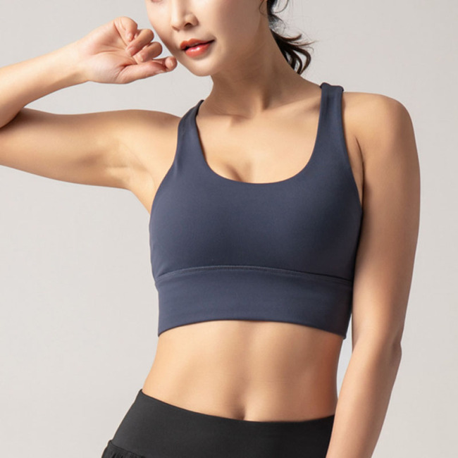 High Quality Designer Custom Nylon Spandex Fitness Yoga Wear Gym Workout Adjustable Strap Sports Bra For Women