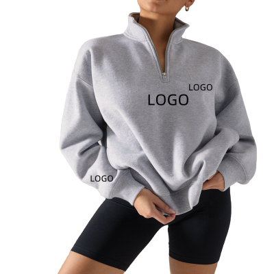 DEC Oem Custom Zipper Hoodies New Comfortable Fleece 1/4 Zip Pullover With Logo Crew Neck Sweatshirts For Women