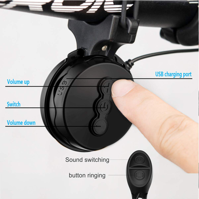 Bicycle Bell 100db Cycling Electric Bike Bell USB IP65 Waterproof Anti-dust Mini Motorcycle Horn for Scooter/Bike