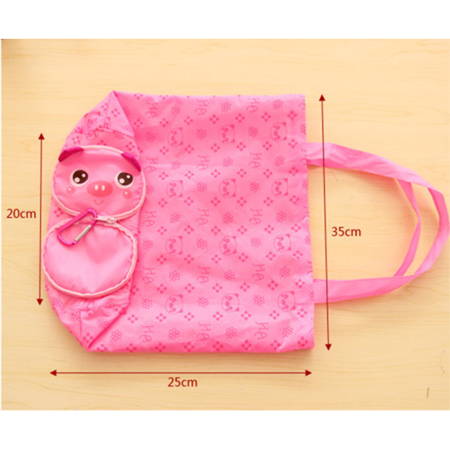 Cute Cartoon Animal Zipper Washable Reusable Foldable Grocery Shopping Bag Grocery Shopping Tote Bags