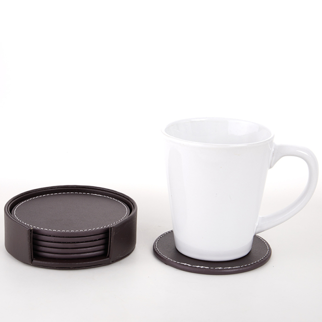 China Supplier Bulk Custom design Blank PU Leather Cup Coaster for drink