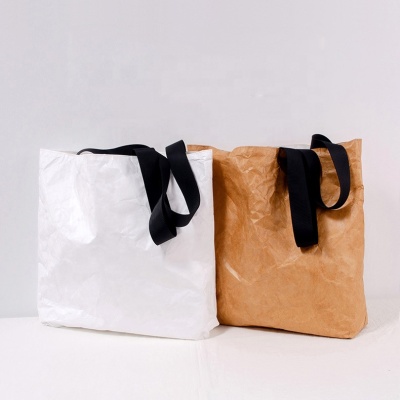 Custom Washable Kraft Paper Eco Reusable Promotion Gift Waterproof Shopping Bag Paper Tyvek Tote Bag
