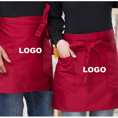 Custom print your logo 50 pcs minimum air express free shipping half apron , waist apron