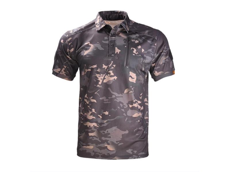 Outdoor Tactical T -Shirt Men′ S Sports Sweaty and Moisturizing Function Fast Dry Clothing Elastic Leisure Lapel Speed Dry Short Sleeves
