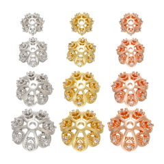 CZ7954 Fashion Jewelry Diy Findings Supplies CZ Micro Pave Flower Shape Tip End Beads