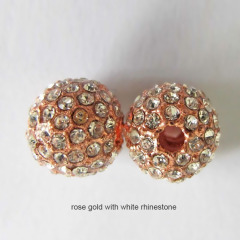 CP5002 Cheap Price Gold Plated Alloy Crystal Pave Bling Ball Beads,Rhinestone Pave Spacer Bead