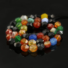 AB0686m New Star Geometric Cut multicolor  Faceted Mixed Colour Agate Nugget Beads