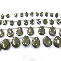 PB1106 Natural golden iron pyrite flat drop teardrop beads