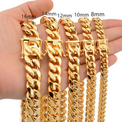 NS1132 Chunky Gold Plated Stainless Steel Curb Cuban Link Chain Necklace