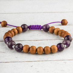 BW3021 Fashion natural sandalwood bead macrame bracelet ,amethyst bracelet,Prayer, Mala, Yoga, Meditation bracelets