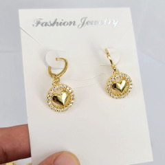 S11107 trendy 18k gold plated brass CZ diamond mirco pave heart bracelet necklace jewelry set
