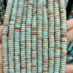 SM3107 Impression Jasper Beads Rondelle Beads,Blue Sea Sediment Aqua Terra Wheel Heishi Beads