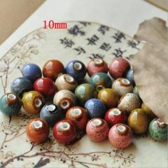 CC1852 Retro Jewelry Ceramic Beads, Handmade Pottery Porcelain Round Beads for Jewellery Making