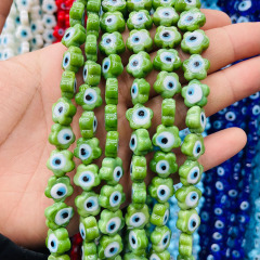 GP0961 Unique Colored Lamp Work Evil Eyes Glazed Glaze Jewelry Floral Flower Beads for Jewelry bracelet necklace Making