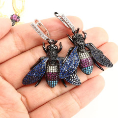 EC1132 New CZ Micro Pave Delicate Dangle Bee Earrings,Cubic Zirconia Gold Filled Insect Earring